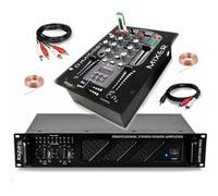 Pack DJ Sono Ampli Ibiza Sound AMP1000-MKII 1600W - Table Mixage Bluetooth DJM150USB-BT USB Jack - Câbles RCA Jack enceintes inclus Noir