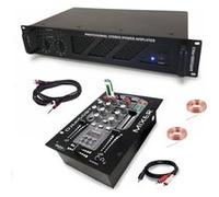 Pack DJ Sono Ampli Ibiza Sound AMP2000-MKII 3000W - Table Mixage Bluetooth DJM150USB-BT USB Jack - Câbles RCA Jack enceintes inclus Noir