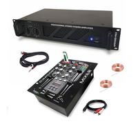 Pack DJ Sono Ampli Ibiza Sound AMP2000-MKII 3000W - Table Mixage Bluetooth DJM150USB-BT USB Jack - Câbles RCA Jack enceintes inclus Noir