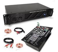 Pack DJ Sono Ampli Sound AMP300-MKII 480W - Table Mixage Bluetooth DJM150USB-BT USB Jack - Câbles RCA Jack enceintes inclus