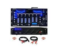 Pack DJ Sono Ampli Ibiza Sound AMP300-MKII 480W - Table Mixage Bluetooth DJM102-BT USB Jack XLR - Câbles RCA Jack enceintes inclus Noir