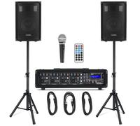Pack DJ Sono Complet Systeme Audio PA Enceintes Table de Mixage Bluetooth 100W
