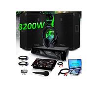 Ibiza Pack DJ Sono Set 3200W – Enceintes Disco12, Ampli MyDj 2000W, Table DJ21 USB, Casque, Câbles