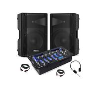 Pack DJ Sono Ibiza 2 Enceintes Actives XTK15A-MKII 15 600W - Table Mixage Bluetooth DJM102-BT USB - Casque - Câbles - Soirée Fête Noir