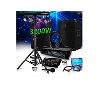 Pack DJ SONO IBIZA SOUND 3200W DISCO12 SET Enceintes + Ampl+ Table de Mixage USB + CASQUE + CABLES + MICRO, Animation Soirée