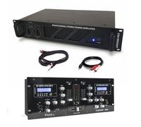 Pack Dj Sono Table de Mixage IBIZA DJM250BT-MKII BLUETOOTH USB SD + Ampli AMP2000-MKII 3000W - Idéal grosse Soirée Fête DJ Animation