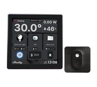 Shelly Kit domotique Wall Display Noir + Blu H&T Noir – Wi‑Fi/Bluetooth, Thermostat, Relais 5A