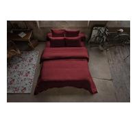 Pack Double Gaze de Coton Luxe Housse de Couette 260 x 240 cm + 2 taies 60 x 60 Bordeaux