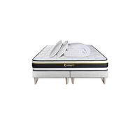 Pack double sommier 80x200 + matelas SOFT 160x200 + 2 oreillers mémoire de forme + Couette Percale