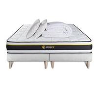 Pack double sommier 80x200 + matelas SOFT 160x200 + 2 oreillers mémoire de forme + Couette Percale G