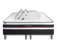 Pack Double sommier 90x200 + Matelas Form 180x200 + 2 oreillers mémoire de Forme + Couette Percale | Epaisseur : 19 cm | Confort : Très Ferme