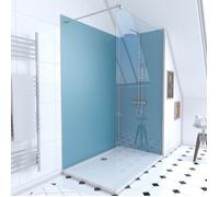 Pack Douche a l'Italienne 90x120 - Kit Panneaux Muraux Bleu/Chrome + Receveur + Paroi 6 mm