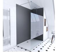 Pack Douche a l'Italienne 90x120 - Kit Panneaux Muraux Gris/Chrome + Receveur + Paroi Depolie 8 mm