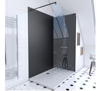 Pack Douche a l'Italienne 90x120 - Kit Panneaux Muraux Noirs + Receveur + Paroi Transparente