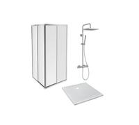 - Pack douche avec receveur Ipso, colonne douche Brigitte et paroi de douche Serenity