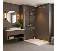 Pack Douche Complet - Paroi Walk-In 100x200 Chrome + Colonne SAT 3 Jets + Receveur Marbre Coulé Blanc 120x90 (SAT100C7PR129W)