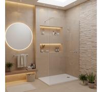 Pack Douche Complet - Paroi Walk-In 120x200 Chrome + Colonne Grohe Tempesta 3 Jets + Receveur Marbre Coulé Blanc 120x80 (SAT120C