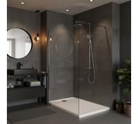 Pack Douche Complet - Paroi Walk-In 120x200 Chrome + Colonne SAT 3 Jets + Receveur Marbre Coulé Blanc 120x90 (SAT120C7PR129W)
