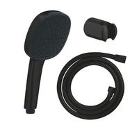 Pack douchette 2 jets Vitalio Comfort 110 noir mat + Flexible de douche VitalioFlex Trend 1750 mm et support noir mat