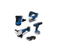 pack d'outils 18v - hpack18v4 - perceuse + meuleuse + scie sauteuse + ponceuse