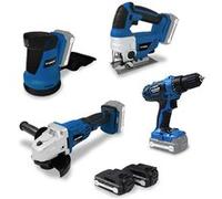 HYUNDAI Pack d'outils 18 V - Perceuse + Meuleuse + Scie sauteuse + Ponceuse HPACK18V4