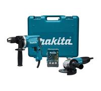 Pack Perceuse à percussion HP1631 (710W) + Meuleuse GA5030R (125mm) MAKITA DK0050X1 en coffret