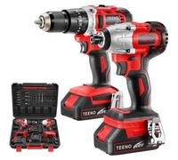 Pack d'outils sans fil - TEENO - TEENO - Visseuse choc 100 Nm - Perceuse percussion 45 Nm - 2x2Ah Li-ion