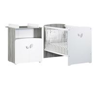 Pack duo lit bébé têtes panneaux et commode à langer New Leaf