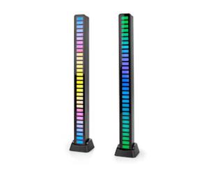 Pack Duo Lumière de Jeu RGB 64 LED pour Bureau / PC Portable avec Microphone Noir