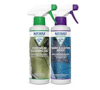 Pack duo NIKWAX FOOTWEAR CLEANING GEL + FABRIC & LEATHER PROOF en spray, 2 x 300ml