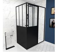 Pack Duo paroi de douche a porte coulissante 120x200cm et paroi de retour 90x200cm type atelier