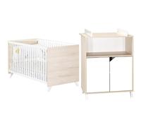 Pack duo Scandi naturel lit bébé évolutif et commode à langer