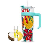 Pack Eau Exquise 27ml Ananas - Noix de Coco + Mug Isotherme Tropical XXL Bleu 1,2L avec Paille | Aromatisez naturellement votre boisson sans sucre ni édulcorant ni colorant et emportez-la partout !