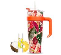 Pack Eau Exquise 27ml Ananas - Noix de Coco + Mug Isotherme Tropical XXL Orange 1,2L avec Paille | Aromatisez naturellement votre boisson sans sucre ni édulcorant ni colorant et emportez-la partout !