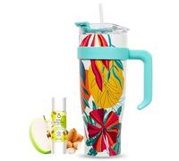 Pack Eau Exquise 27ml Pomme Amandine + Mug Isotherme Tropical XXL Bleu 1,2L avec Paille | Aromatisez naturellement votre boisson sans sucre ni édulcorant ni colorant et emportez-la partout !