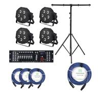 Pack Eclairage PAR LED 5x8W Projecteur Effet Strobo USB DMX Mixer Cable Trepied
