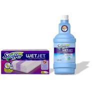 Pack Economique Swiffer Wetjet Balai Spray, 1 Recharge de 1,25L WetJet et 10 Lingettes, Retient la Poussière et la saleté, Conçu pour Tous les Types de Sols (1)