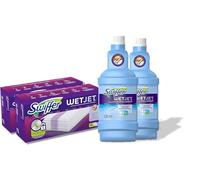 Pack Economique Swiffer Wetjet Balai Spray, 2 Recharges de 1,25L WetJet et 20 Lingettes, Retient la Poussière et la saleté, Conçu pour Tous les Types de Sols (2)