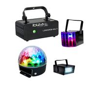 Pack Effets de Lumière PARTY-3PACK Stroboscope Derby Astro - Laser Ibiza LZR200RGB-MULTI Soirée Discothèque Club Bar Musique Dj