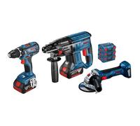 Pack électroportatif - BOSCH - GSR 18V-28 / GBH 18V-21 / GWS 18V-7 - 3 outils 18V - 2x4Ah - Coffret L-BOXX