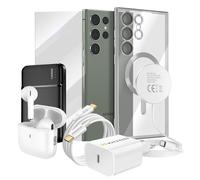 Pack Elite pour Galaxy S23 Ultra Coque, Film, Chargeur, Batterie externe, Magsafe, Ecouteurs Bluetooth (7 pièces) Argent