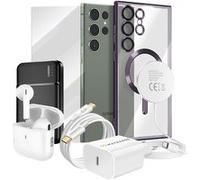 Pack Elite pour Galaxy S23 Ultra Coque, Film, Chargeur, Batterie externe, Magsafe, Écouteurs Bluetooth (7 pièces) Mayaxess Violet Violet