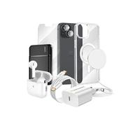 Pack Elite pour iPhone 13 Coque, Verre, Chargeurs, Batterie externe, Magsafe, Écouteurs Bluetooth (8 pièces) Mayaxess Transparent Transparent