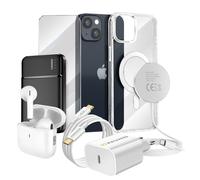 Pack Elite pour iPhone 14 Coque, Verre, Chargeur, Batterie Externe, Magsafe, Écouteurs Bluetooth (7 pièces) Mayaxess Transparent Transparent