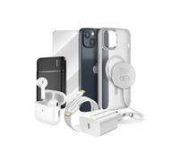 Pack Elite pour iPhone 14 Coque, Verre, Chargeur, Batterie Externe, Magsafe, Ecouteurs Bluetooth (7 pièces) Gris