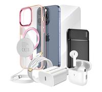 Pack Elite pour iPhone 15 Pro Coque, Verre, Chargeur, Batterie Externe, Magsafe, Écouteurs Bluetooth (7 pièces) Mayaxess Rose Rose