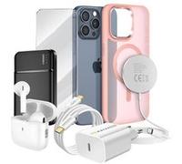 Pack Elite pour iPhone 15 Pro Max Coque, Verre, Chargeur, Batterie Externe, Magsafe, Écouteurs Bluetooth (7 pièces) Mayaxess Rose Rose