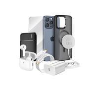 Pack Elite pour iPhone 15 Pro Max Coque, Verre, Chargeur, Batterie Externe, Magsafe, Ecouteurs Bluetooth (7 pièces) Noir