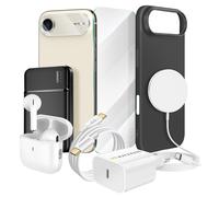 Pack Elite pour iPhone 17 Air Coque, Verre, Chargeurs, Batterie externe, Magsafe, Écouteurs Bluetooth (8 pièces) Mayaxess Noir Noir