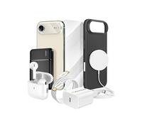 Pack Elite pour iPhone 17 Air Coque, Verre, Chargeurs, Batterie externe, Magsafe, Ecouteurs Bluetooth (8 pièces) Noir
